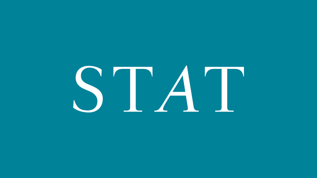 The logo of STAT News on a teal background.