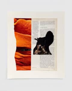 A Collage Featuring A Torn Orange Textured Fabric On The Left, And A Page Of Text On The Right With A Silhouette Cutout Revealing A Photo Of People In Warm Lighting Within The Cutout Shape.